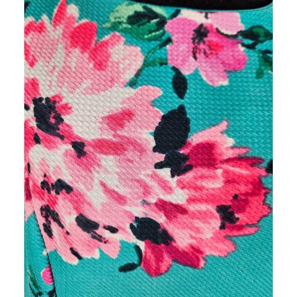 Jessica Howard Fit & Flare Floral Dress Size10P Turquoise Vibrant Casual Work - Picture 13 of 14
